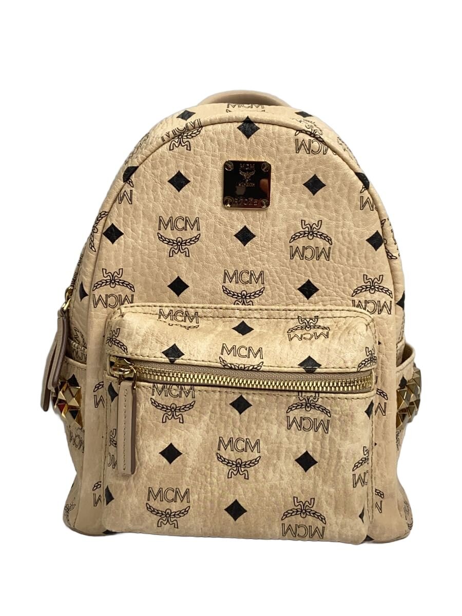 【中古】MCM◆背嚢/なめし革/BEG/総柄【御徒面子】