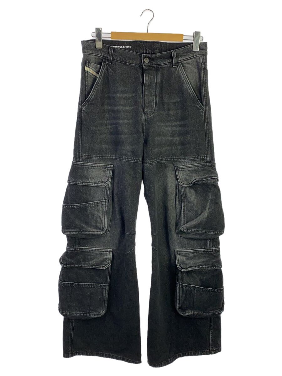 【中古】DIESEL◆カーゴパンツ/26/綿織物/BLK/無地/A11871/裾不都合有【メンズウェア】