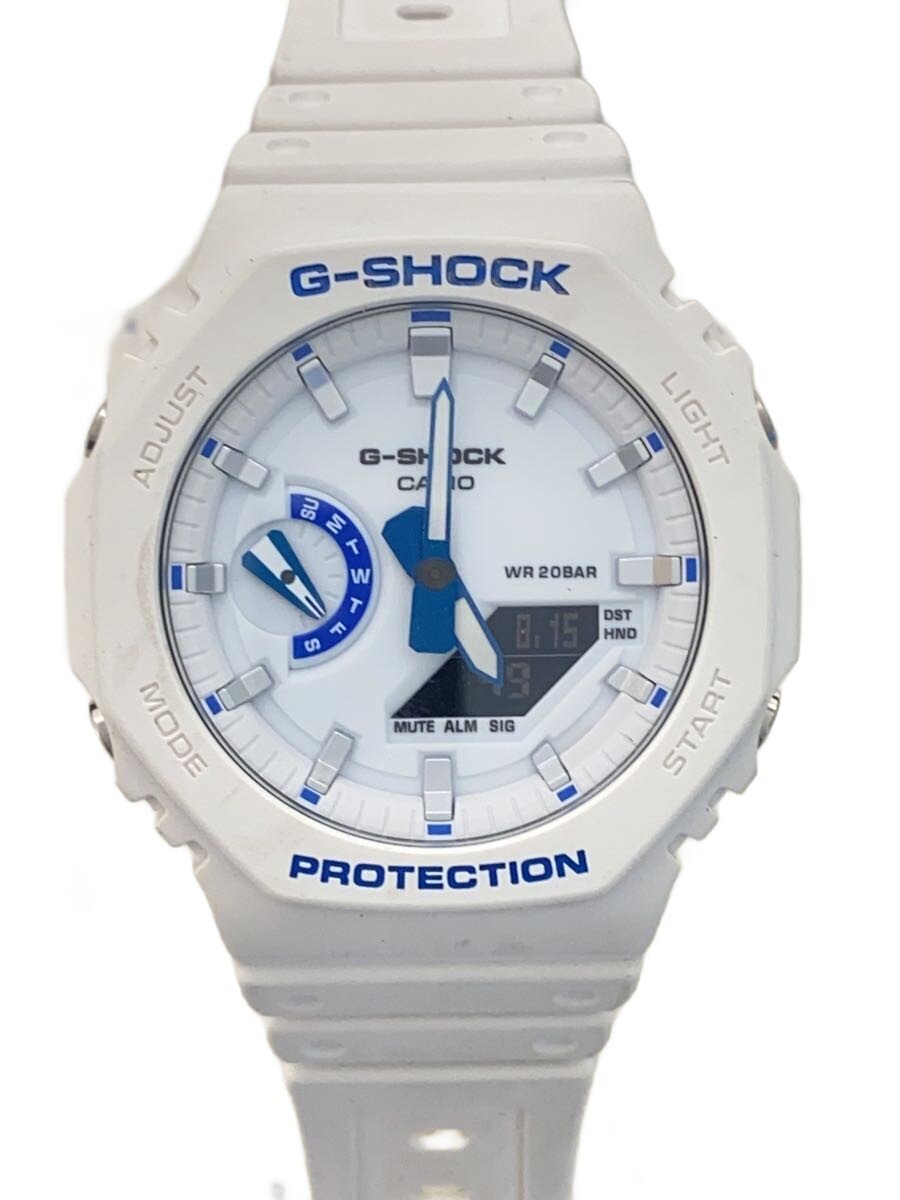【中古】CASIO◆石英ウオッチ_G-SHOCK/デジアナ/天然ゴム/WHT/WHT【服飾雑貨他】