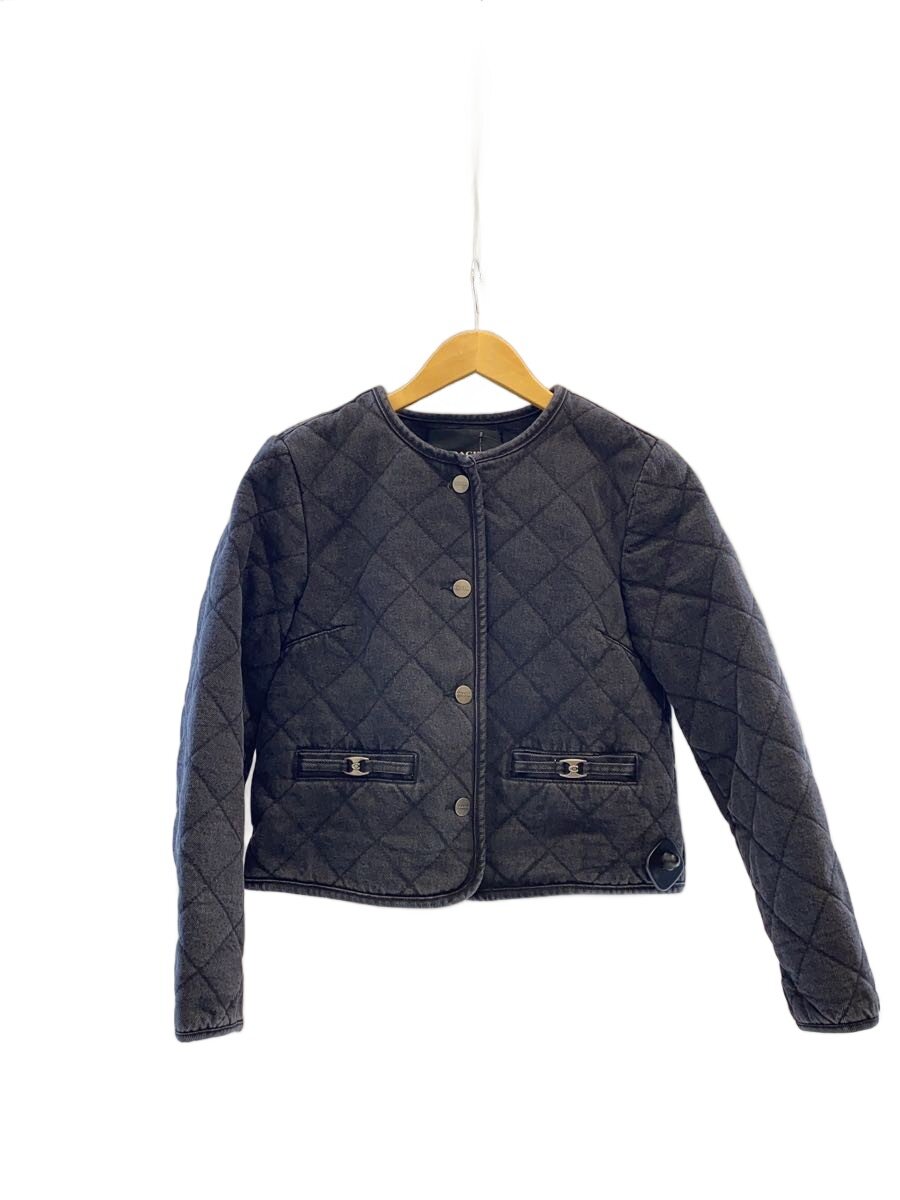 【中古】COACH◆HERITAGE C QUILTED DENIM JACKET/S/ジーンズ/BLK/無地/CS014【レディース御召しもの】