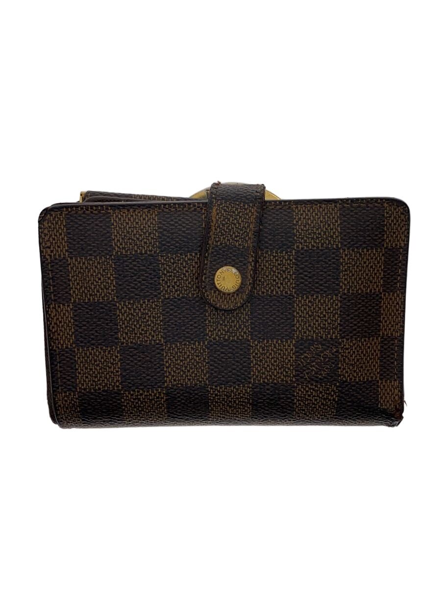 【中古】LOUIS VUITTON◆ポルト・フォイユ・ヴィエノワ_ダミエ・エベヌ/PVC/BRW/総柄/レディース【服飾雑貨他】