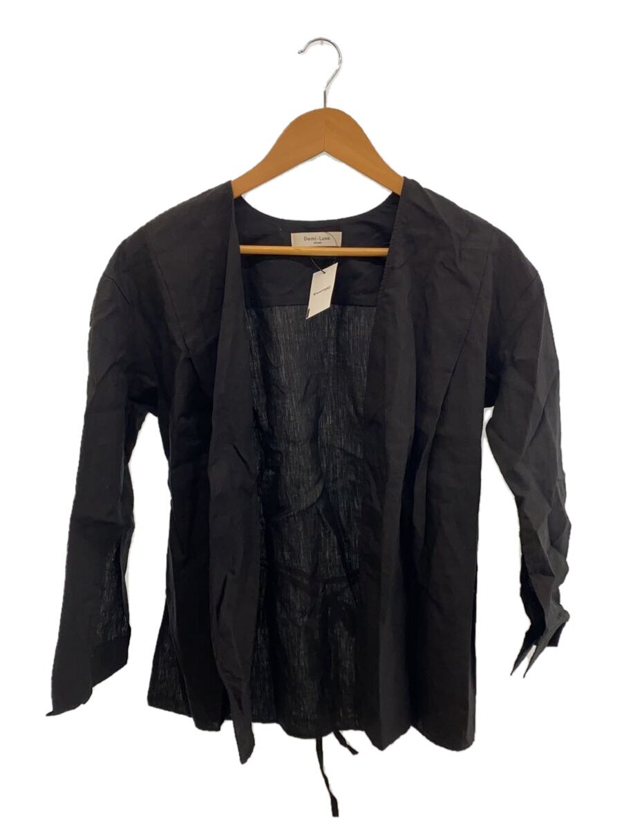 【中古】Demi-Luxe BEAMS◆上衣/36/リネン/BLK/64-11-0287-002【レディース御召しもの】