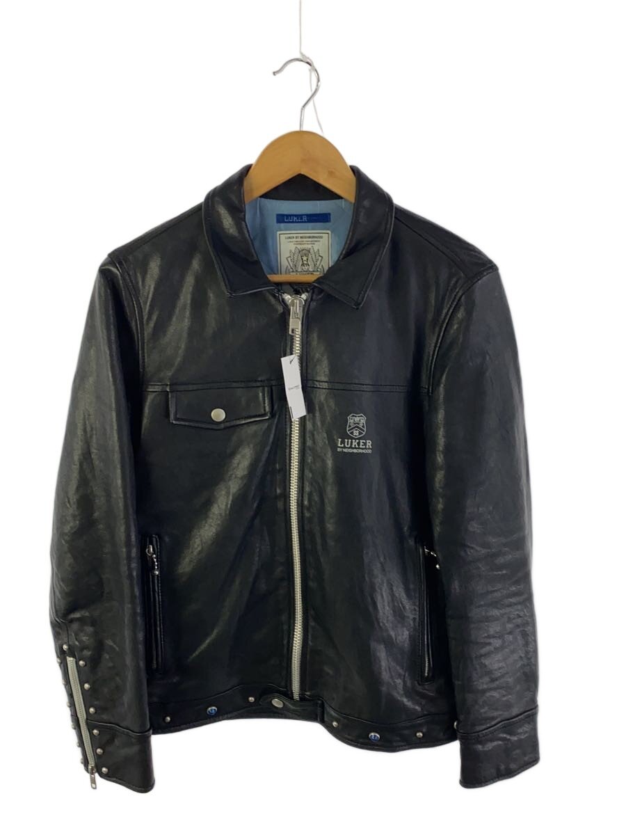 【中古】LUKER BY NEIGHBORHOOD◆シングルライダースジャケット/SS/なめし革/BLK/無地/102TNLK-JKM01【メンズウェア】