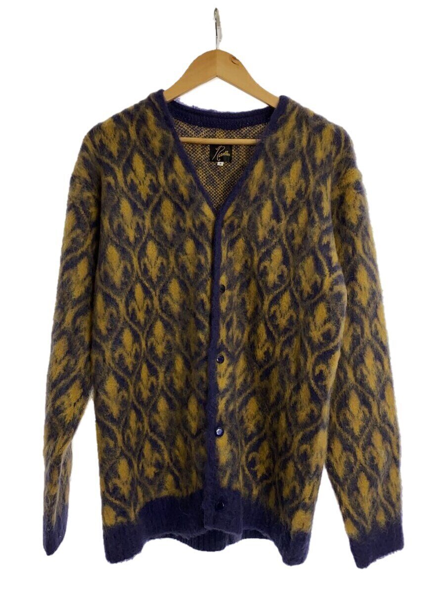 【中古】Needles◆MOHAIR CARDIGAN ORNAMENT/S/モヘヤ/マルチ色つや/総柄/PU311【メンズウェア】