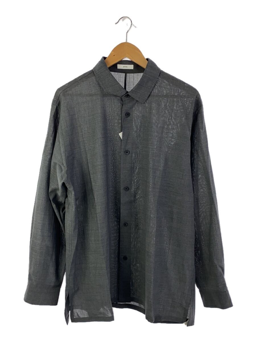 【中古】ATON◆長袖プルオーバー/4/羊毛/GRY/無地【メンズウェア】