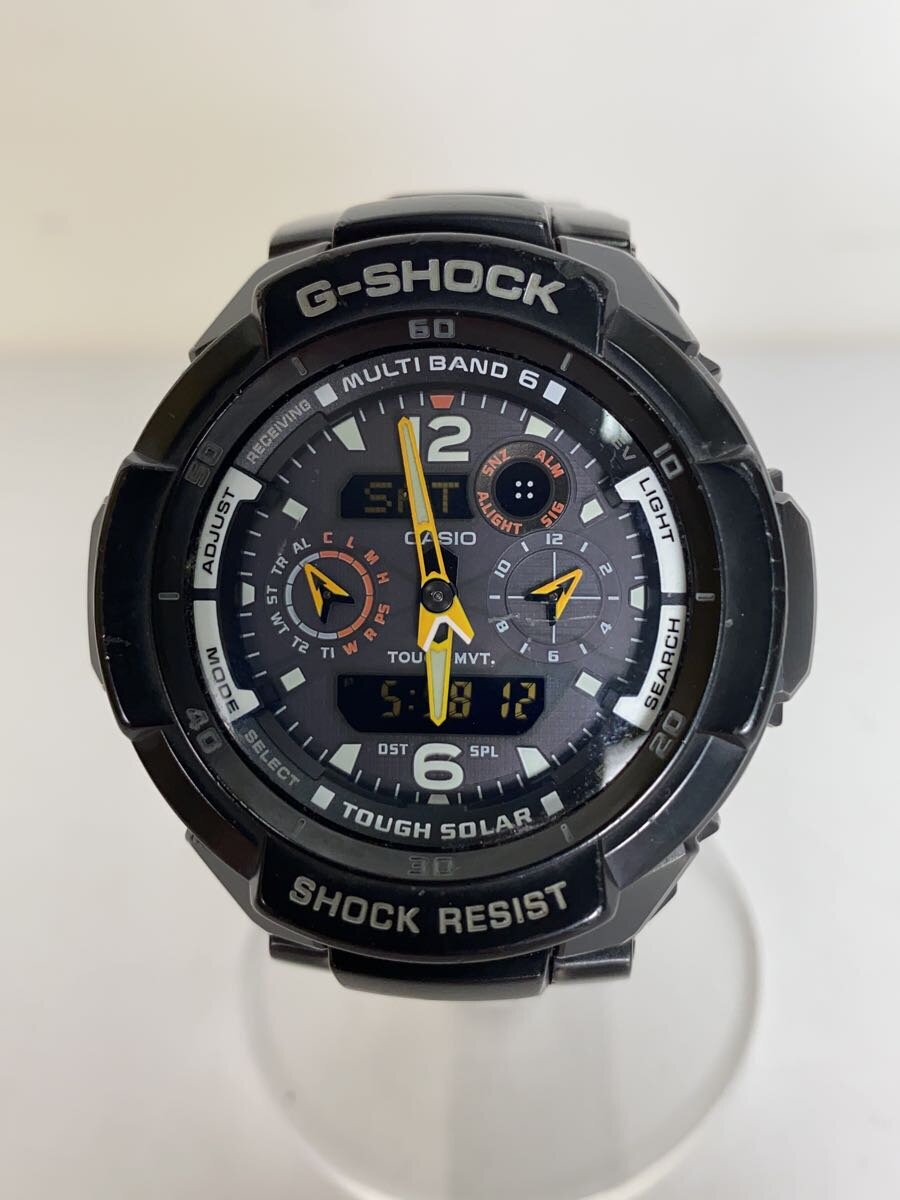 【中古】CASIO◆ソーラーウオッチ・G-SHOCK/デジアナ/BLK【服飾雑貨他】