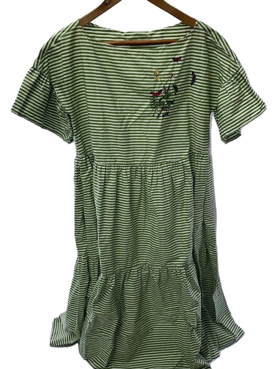 【中古】MAX MARA◆半袖ワンピース/36/コットン/GRN/ボーダー【レディースウェア】|2nd STREET 店