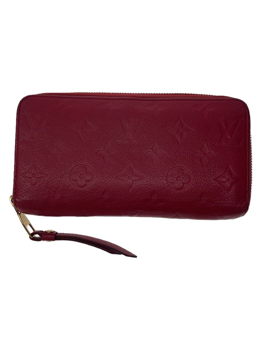 【中古】LOUIS VUITTON◆ジッピー・ウォレット_モノグラム・アンプラント_RED/レザー/RED/レディース【服飾雑貨他】