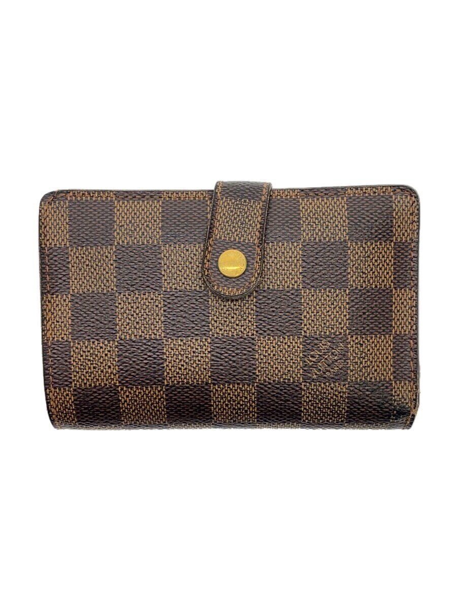 【中古】LOUIS VUITTON◆ポルト・フォイユ・ヴィエノワ_ダミエ・エベヌ/PVC/BRW/レディース【服飾雑貨他】