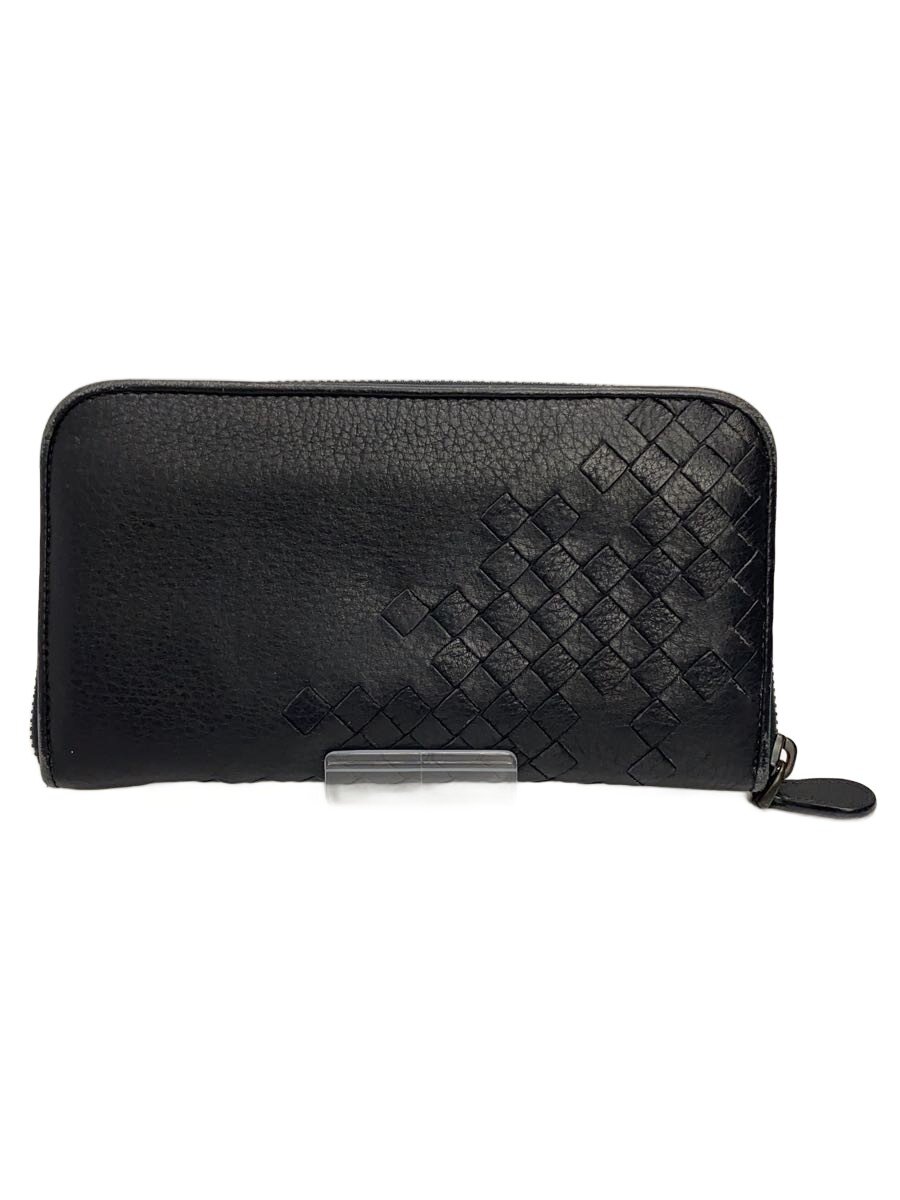 【中古】BOTTEGA VENETA◆長金入れ/なめし革/BLK/無地/メンズ【服飾雑貨他】