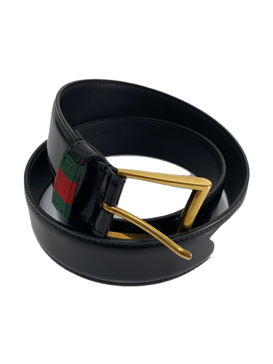 【中古】GUCCI◆胴締め/なめし革/BLK/無地/メンズ/495125【服飾雑貨他】