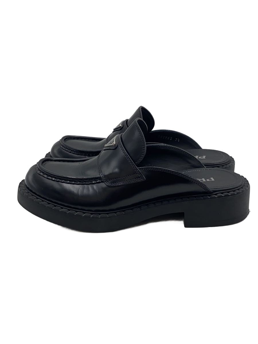 【中古】PRADA◆24SS/ブラッシュドレザー 下駄/三角一皿/ミュール/UK7.5/BLK/牛皮/2S2963//【シューズ】