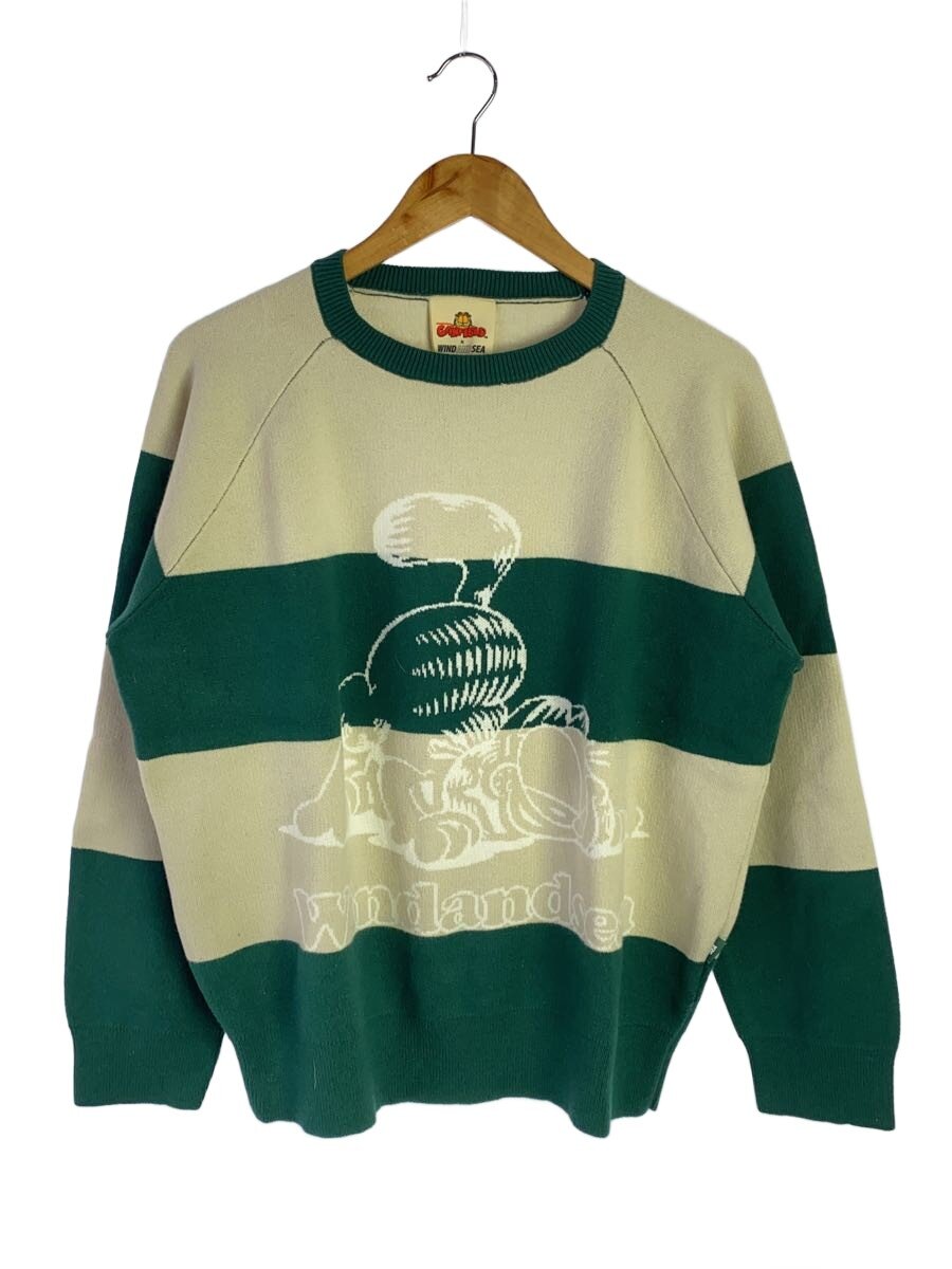 【中古】WIND AND SEA◆GARFIELD CREW KNIT/ニット・セーター(薄手)/M/コットン/GRN/WDS-C-GAF【メンズウェア】｜2ｎｄ STREET 店