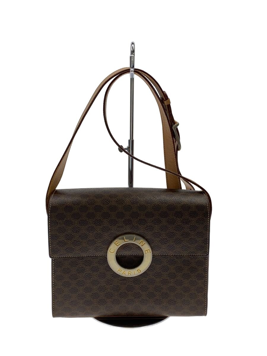 【中古】CELINE◆ショルダーバッグ/PVC/BRW/総柄【御徒面子】