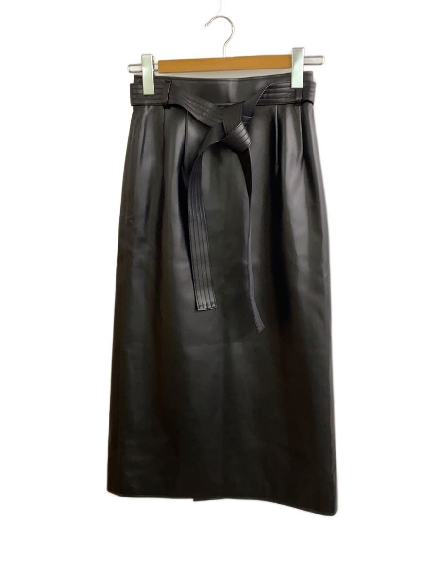 【中古】Rene◆ロングスコート/36/フェイクレザー/BLK/無地/6344170【レディースお召しもの】