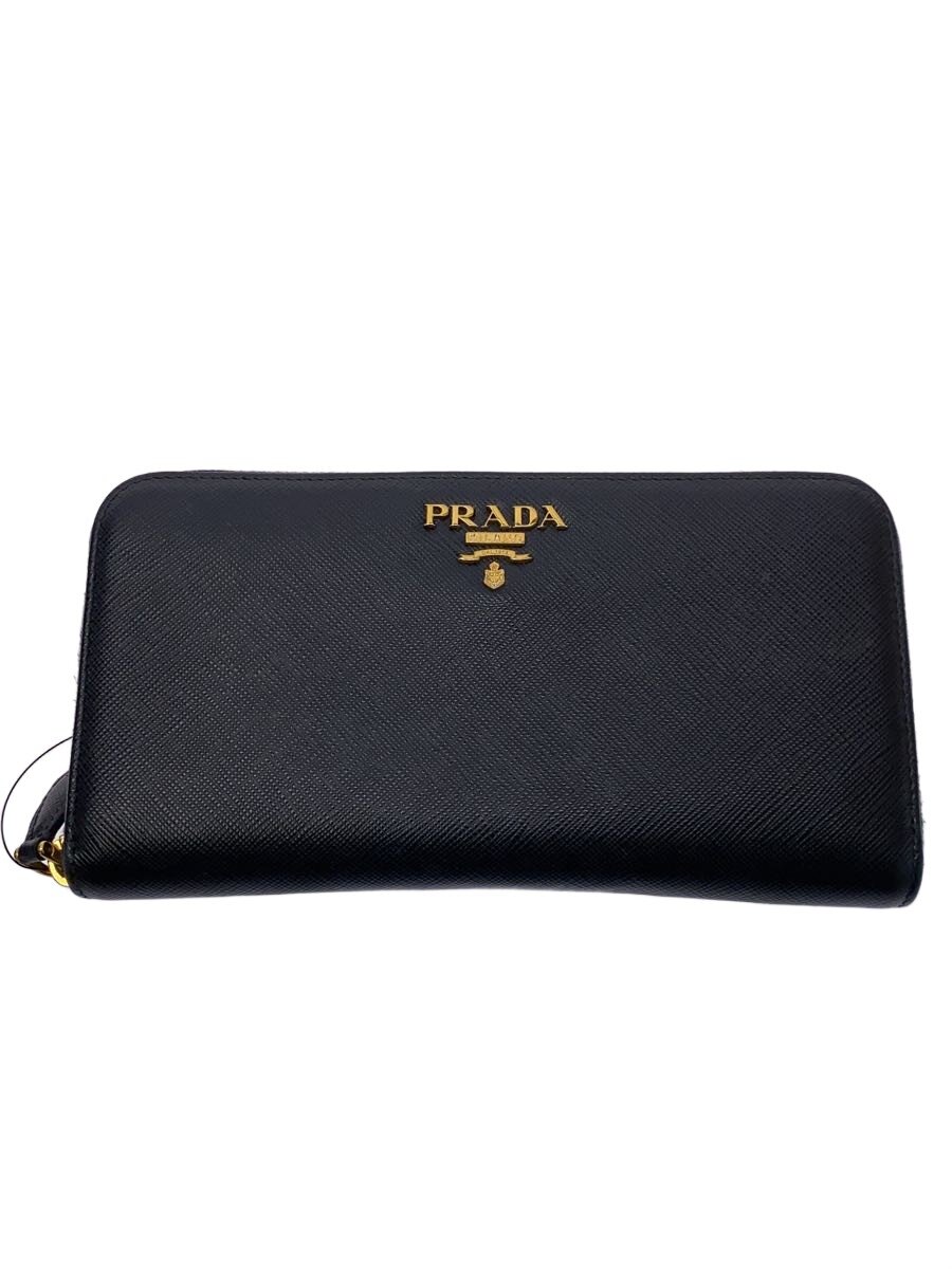 【中古】PRADA◆長銭入れ/PVC/BLK/無地/メンズ/IML506【服飾雑貨他】