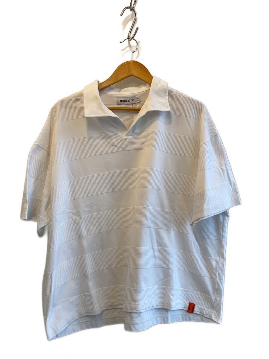 【中古】TIGHTBOOTH PRODUCTION◆25SS/Ridge Border Open Polo/L/綿織物/WHT/SS25-S06//【メンズウェア】