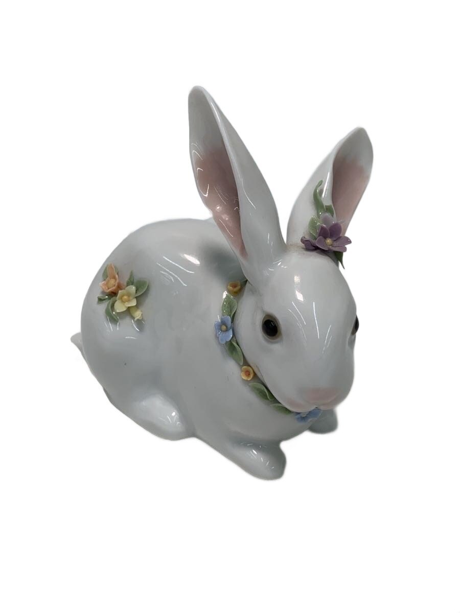 【中古】Lladro◆インテリア雑貨/WHT/06098/花飾りのうさぎII//【インテリア小物・日用雑貨】