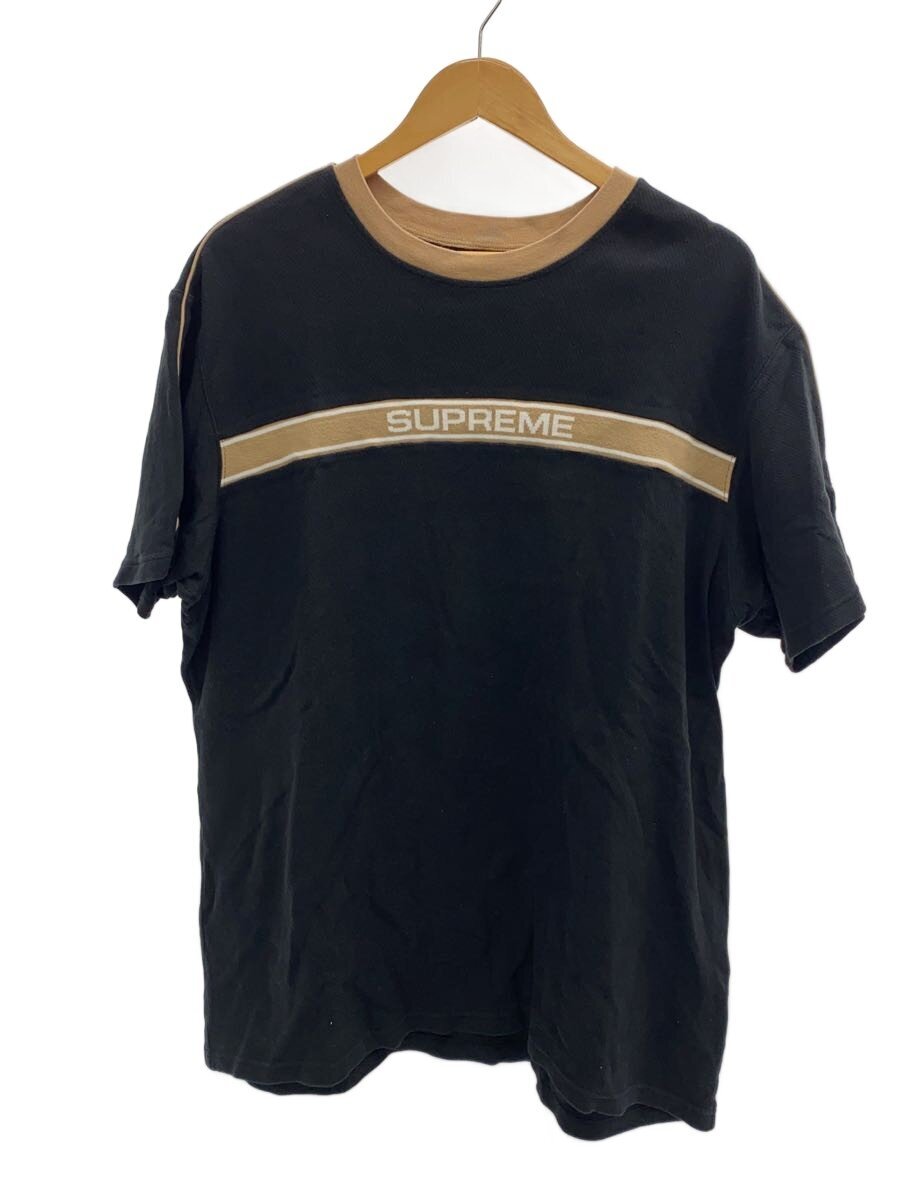 【中古】Supreme◆CHEST STRIPE LOGO/プルオーバー/XL/綿織物/BLK【メンズウェア】