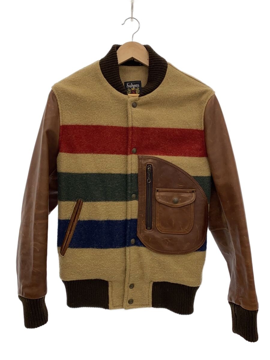 【中古】Schott◆スタジャン/36/羊毛/マルチ色つや/7323【メンズウェア】