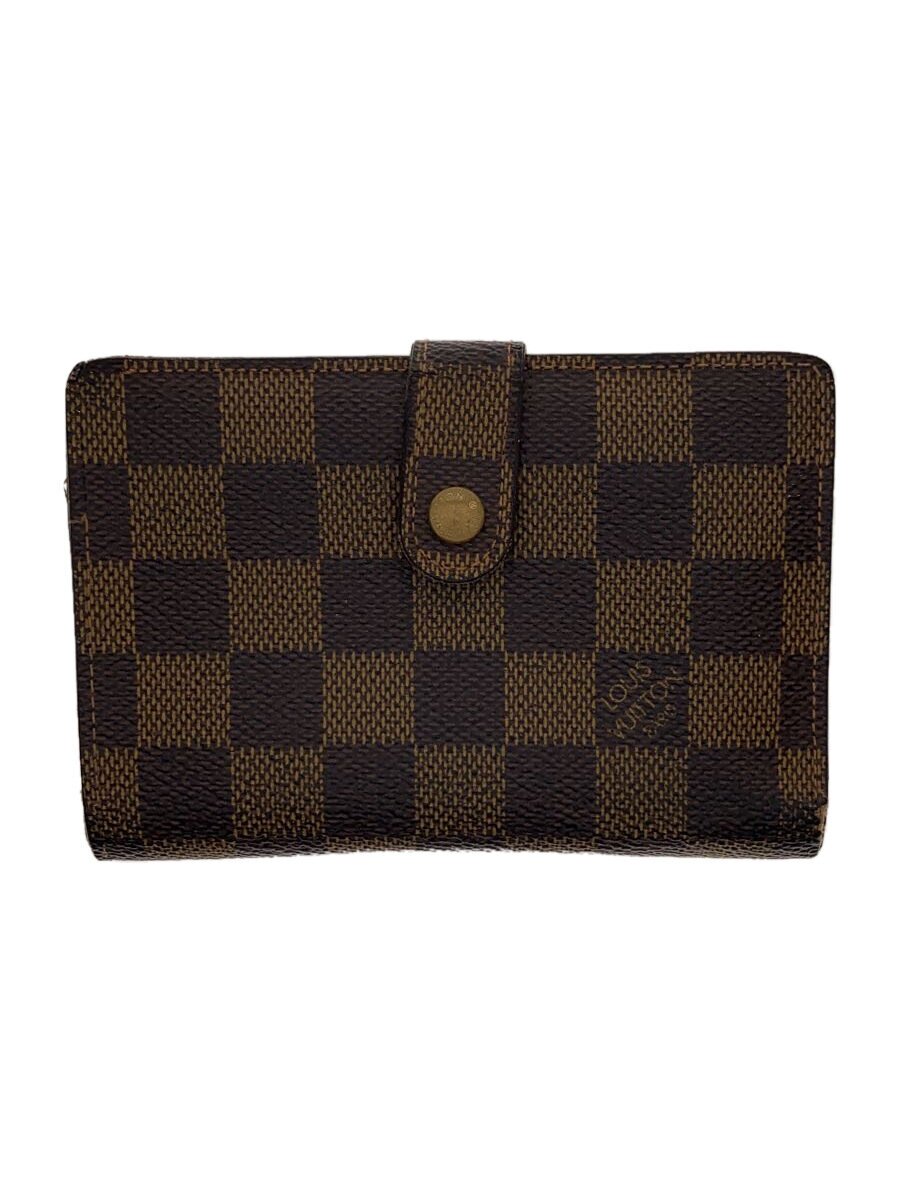 【中古】LOUIS VUITTON◆ポルト・モネ・ビエ・ヴィエノワ_ダミエ・エベヌ_BRW/PVC/BRW/メンズ【服飾雑貨他】