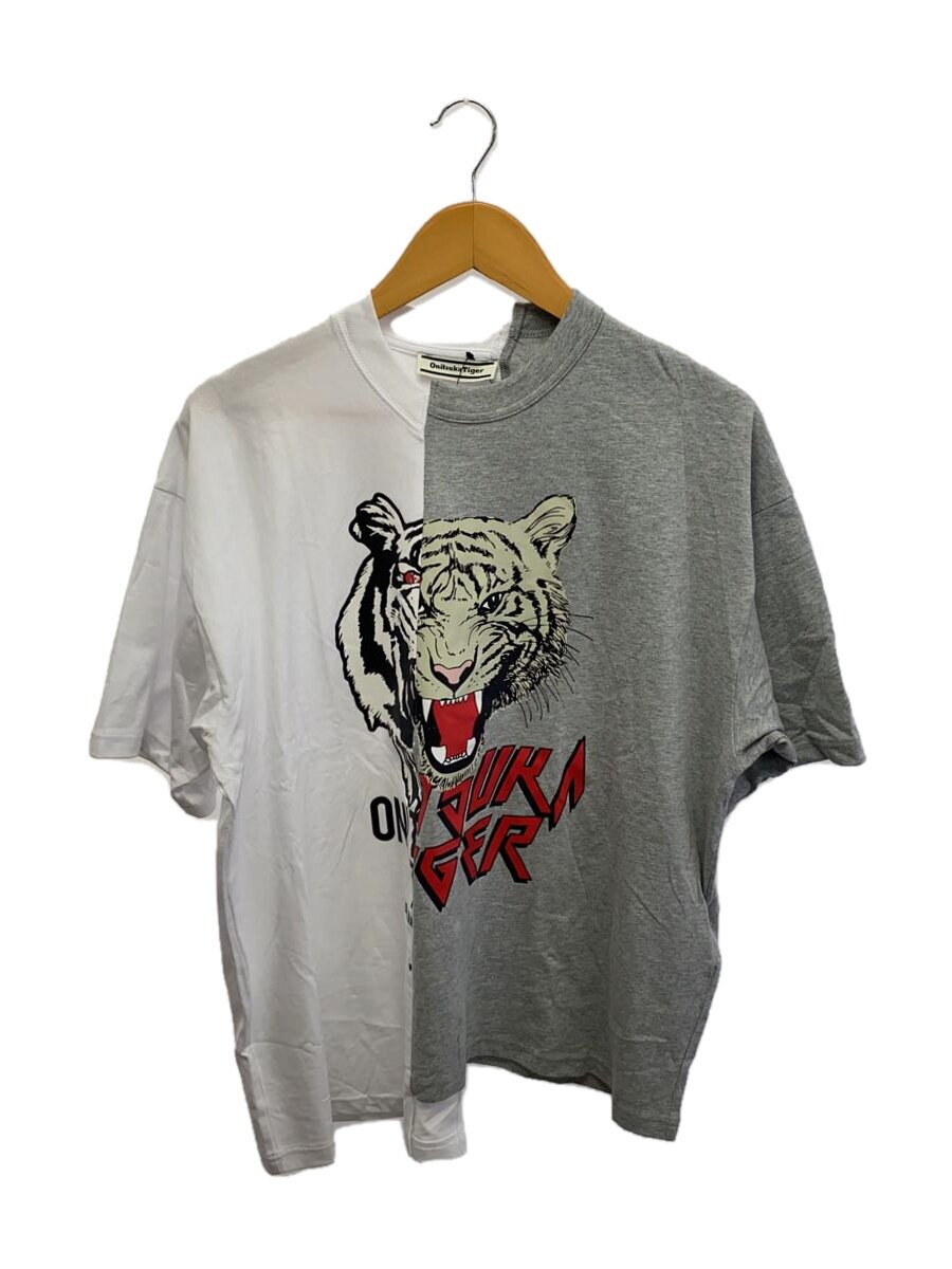 【中古】Onitsuka Tiger◆GRAPHIC TEE/労働者の一団のど首プルオーバー/縛青写真/M/綿織物/GRY/2183B408【メンズウェア】