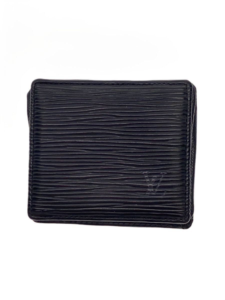 【中古】LOUIS VUITTON◆ポルト・モネ・ボワット_エピ/なめし革/BLK/メンズ【服飾雑貨他】