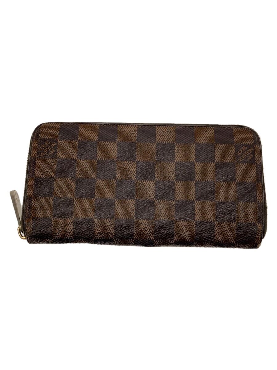 【中古】LOUIS VUITTON◆1)ジッピー・ウォレット_ダミエ・エベヌ_BRW/PVC/BRW/チェック/レディース【服飾雑貨他】