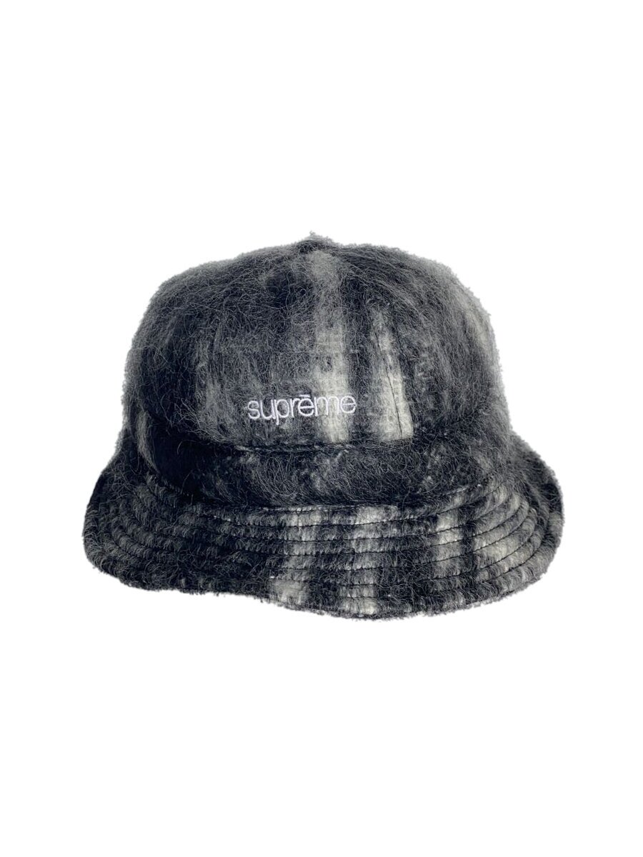 【中古】Supreme◆25SS/Mohair Plaid Bell Hat/井戸釣瓶かぶり笠/--/モヘヤ/BLK/メンズ【服飾雑貨他】