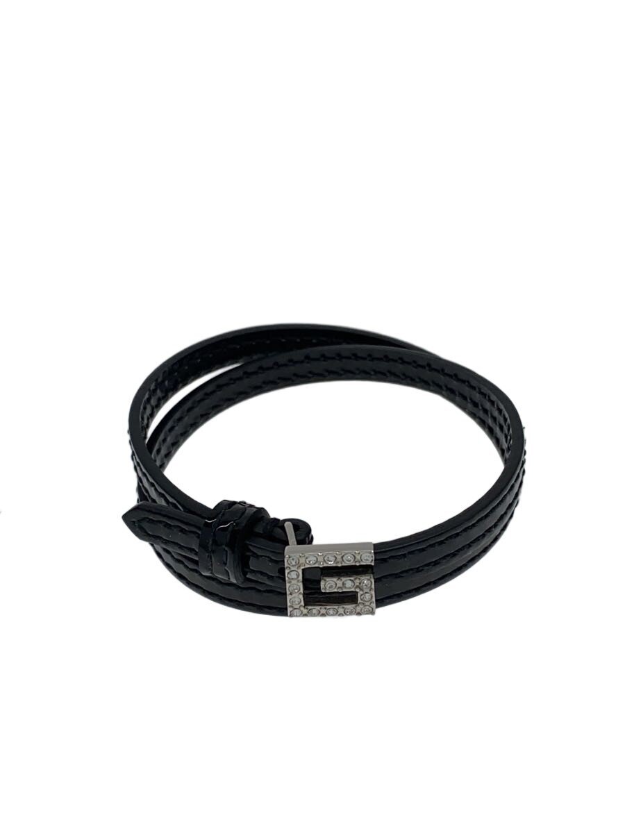 【中古】GUCCI◆真四角Gエナメルラインストーンブレスレット/エナメル/BLK/レディース【服飾雑貨他】