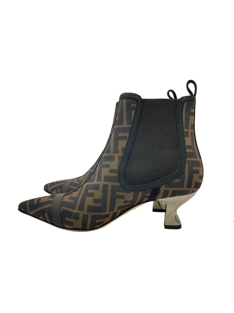 【中古】FENDI◆FENDI/遊撃手ブーツ/38/BRW/ズッカ/ポインテッドトゥ/踵ブーツ【シューズ】