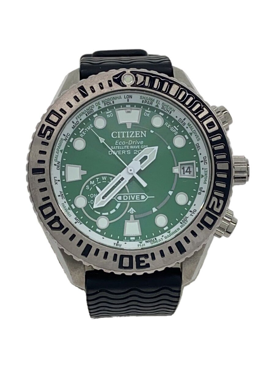 【中古】CITIZEN◆石英ウォッチ/アナログ/思われ人/GRN/BLK/F158-T026176【服飾雑貨他】