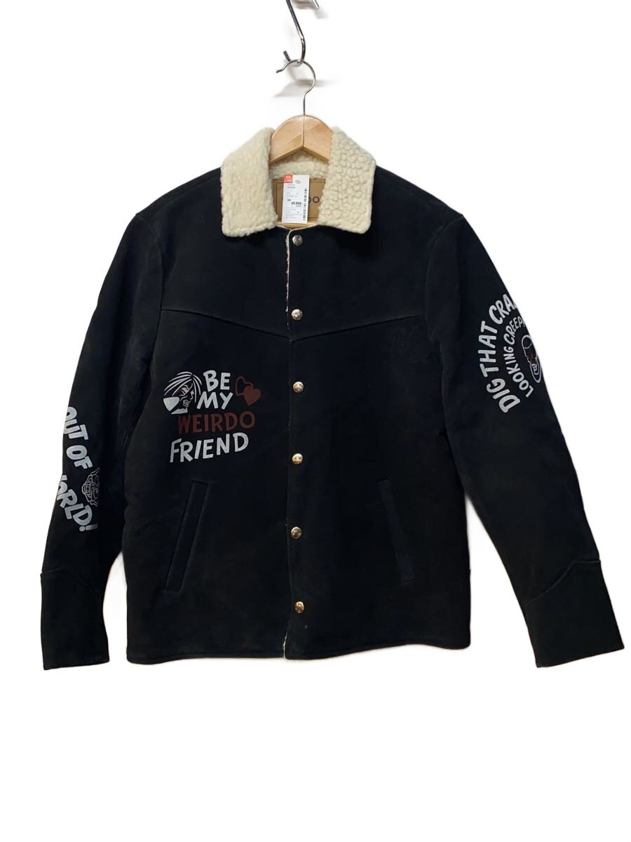 【中古】WEIRDO◆HEY KIDS RANCH JACKET/グラフィティ スエードランチジャケット/M/牛皮/BLK【メンズウェア】
