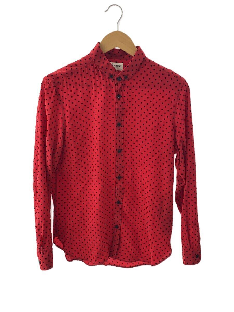 【中古】SAINT LAURENT◆長袖プルオーバー/36/絹地/RED/点点/653862 Y2D15 6041//【メンズウェア】