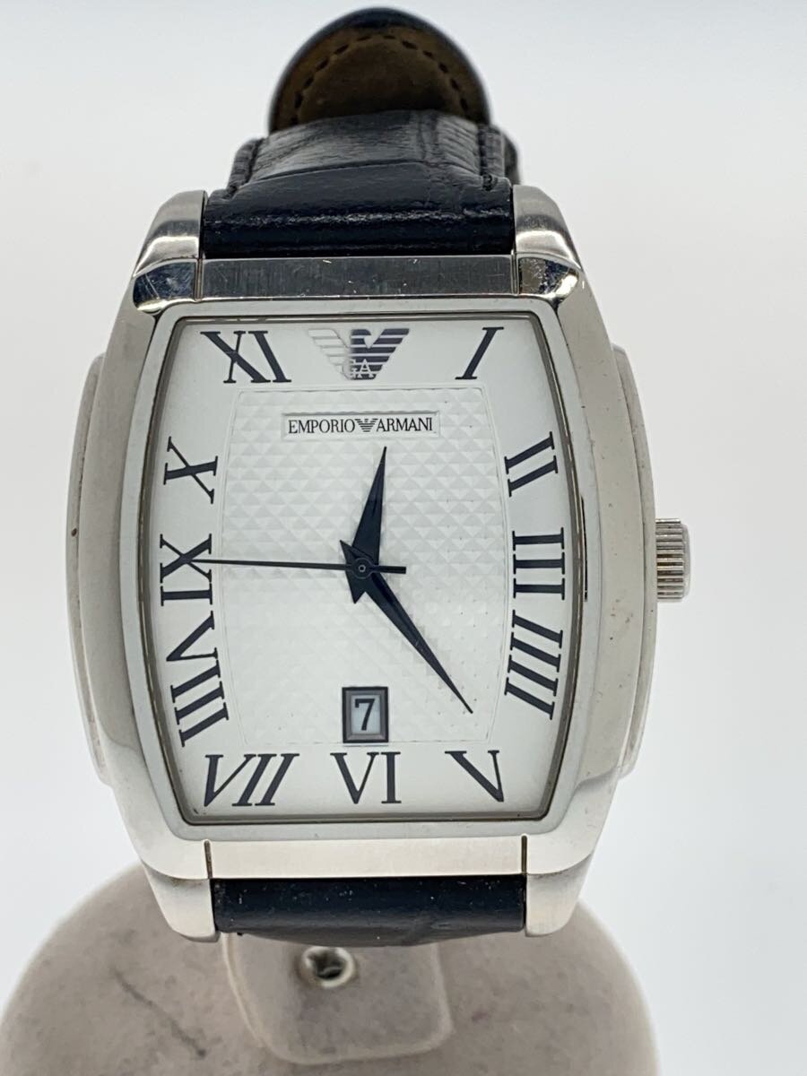 【中古】EMPORIO ARMANI◆石英ウオッチ/アナログ/天然ゴム/WHT/AR-0933【服飾雑貨他】