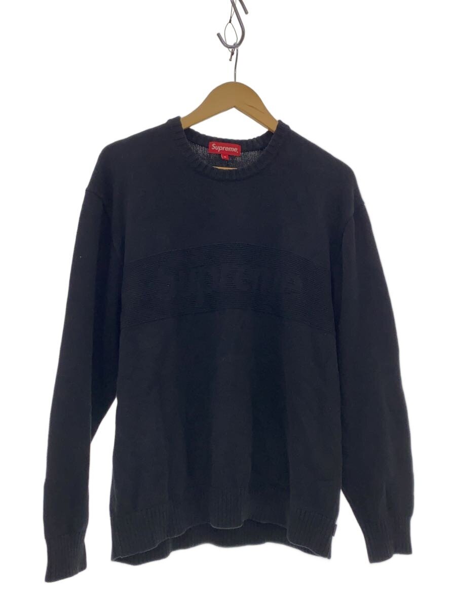 【中古】Supreme◆22SS/Tonal Paneled Sweater/編み物・プルオーバー(朦々たる)/M/綿織物/BLK//【メンズウェア】