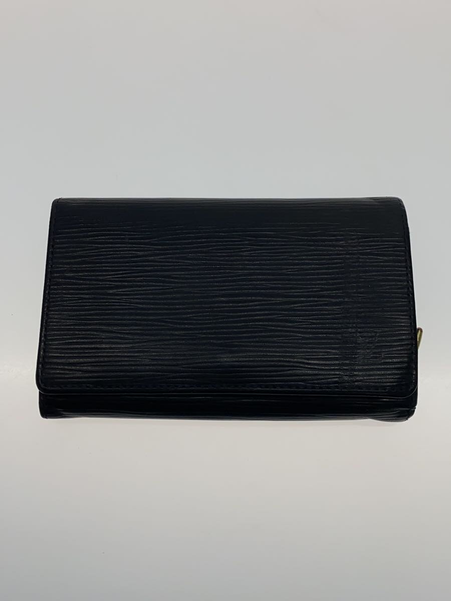 【中古】LOUIS VUITTON◆ポルト・フォイユ・トレゾール_エピ_BLK/なめし革/BLK/メンズ//【服飾雑貨他】