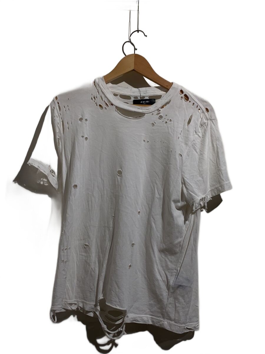 【中古】AMIRI◆襟汚れた状態有/プルオーバー/40/綿織物/WHT/無地【メンズウェア】