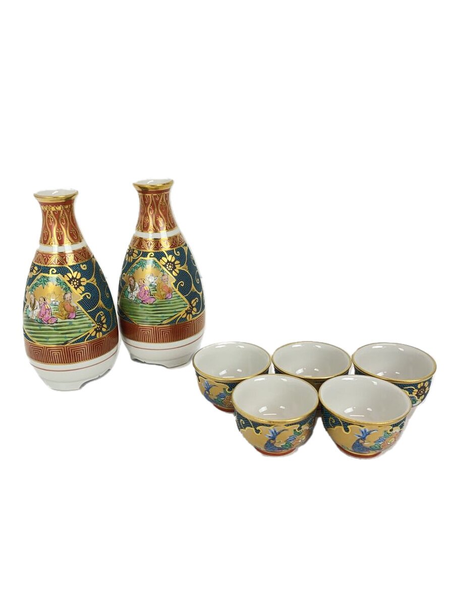 【中古】九谷焼◆おちょこ5点とっくり2点/青粒孔雀文/九谷幸仙/7点セット/九谷焼【キッチン用品】 4,250円