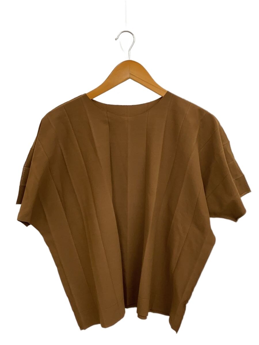 【中古】me ISSEY MIYAKE◆編み物/折り形半袖カットソー/--/ポリエステル/BRW/KK316/? NULL ?【レディース御召しもの】