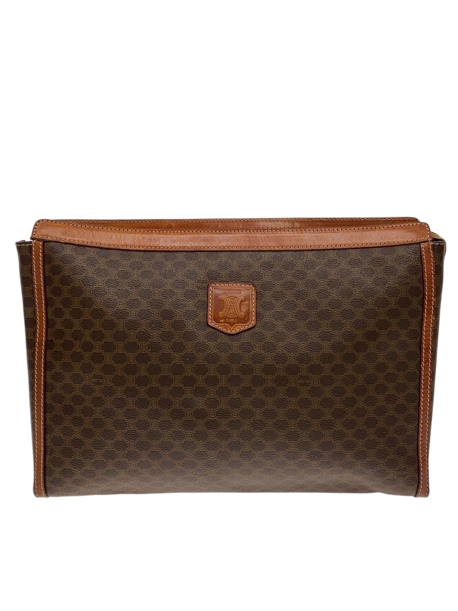【中古】CELINE◆マカダム柄/当て嵌める感、キズ有/内側汚れた状態有/二つ目御徒面子/なめし革/BRW/総柄【御徒面子】
