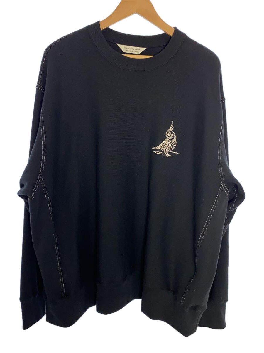 【中古】beautiful people◆spain pima Wface parakeet pullove/1435310013/インコ刺しゅう/黒いこと【メンズウェア】