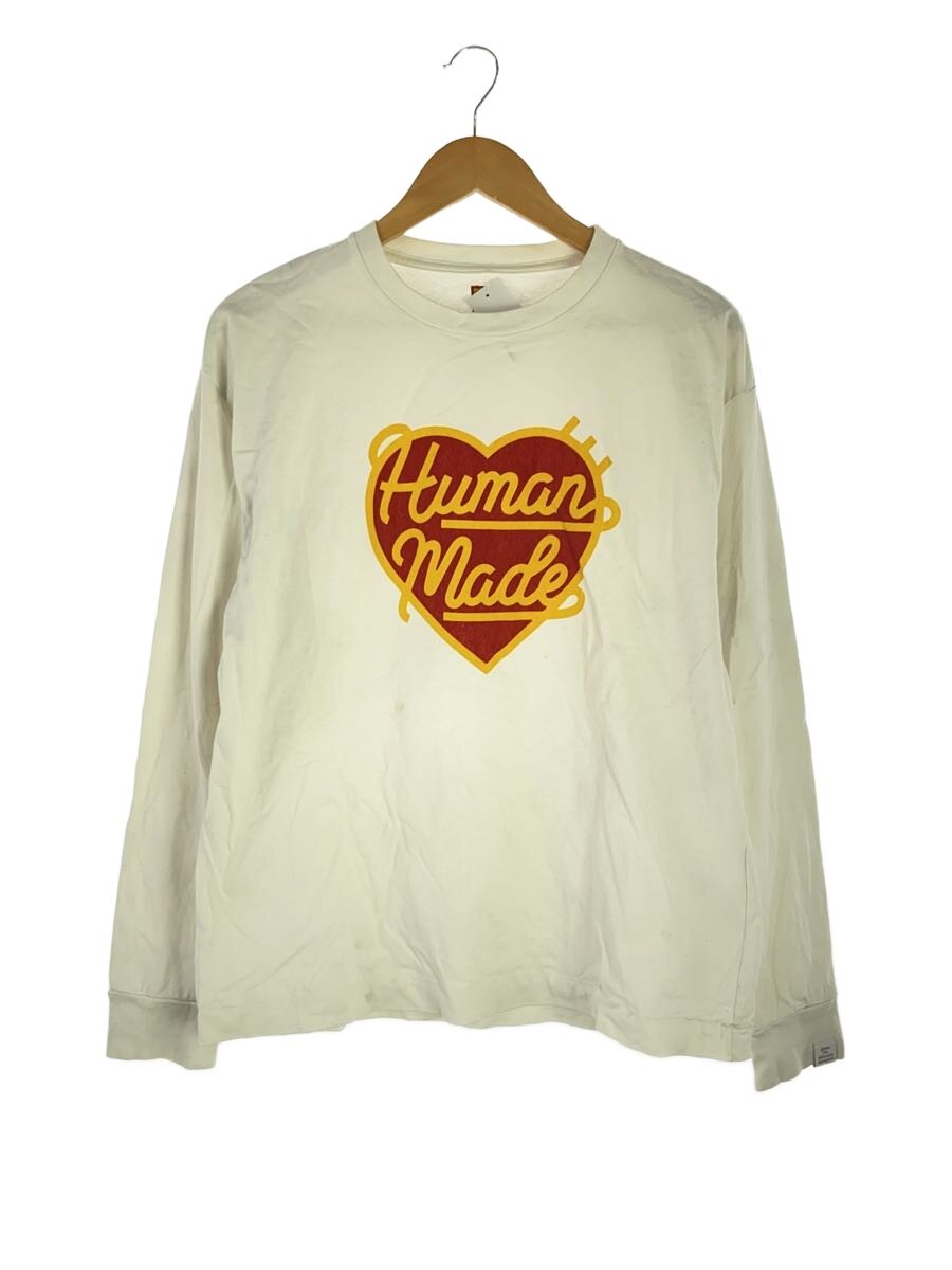 【中古】HUMAN MADE◆hert logo/長袖プルオーバー/S/綿織物/WHT【メンズウェア】