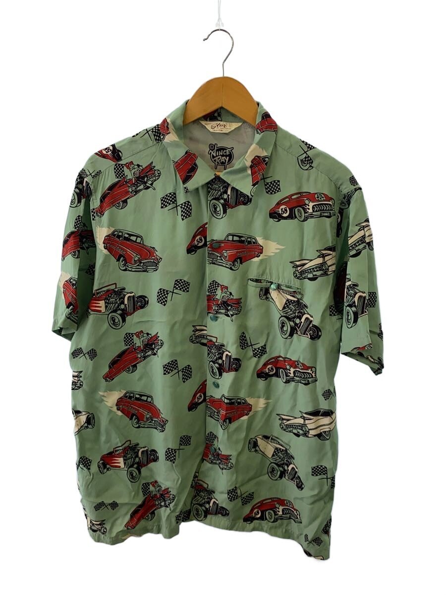 【中古】STAR OF HOLLYWOOD◆半袖プルオーバー/XL/人絹/GRN/総柄/SH37590【メンズウェア】
