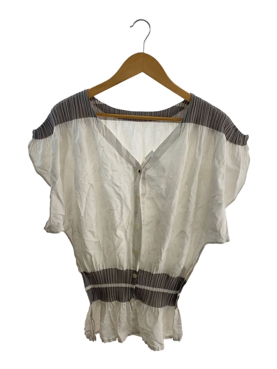 【中古】ISSEY MIYAKE◆半袖トップ/2/綿織物/WHT/IM01FJ218//【レディース御召しもの】