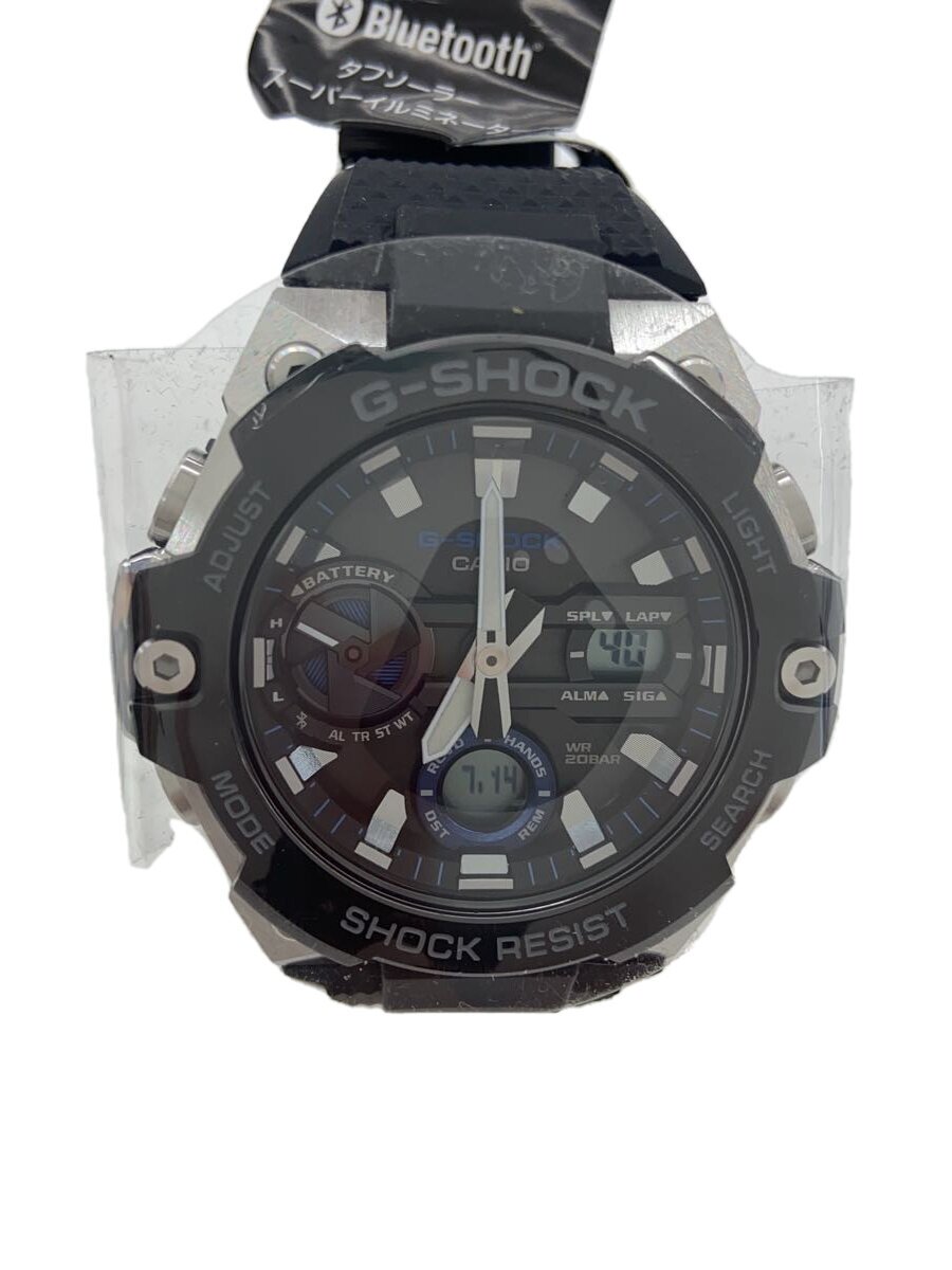 【中古】CASIO◆ソーラーウオッチ_G-SHOCK/デジアナ/天然ゴム/GRY/BLK/SS【服飾雑貨他】