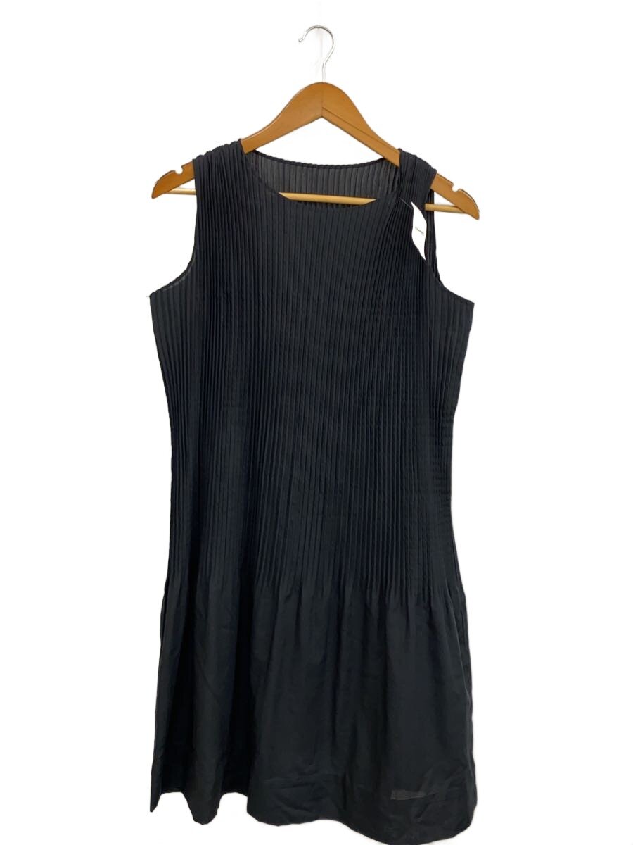 【中古】ISSEY MIYAKE◆太プリーツノースリーブワンピース/S/ポリエステル/BLK/FH920//【レディース御召しもの】