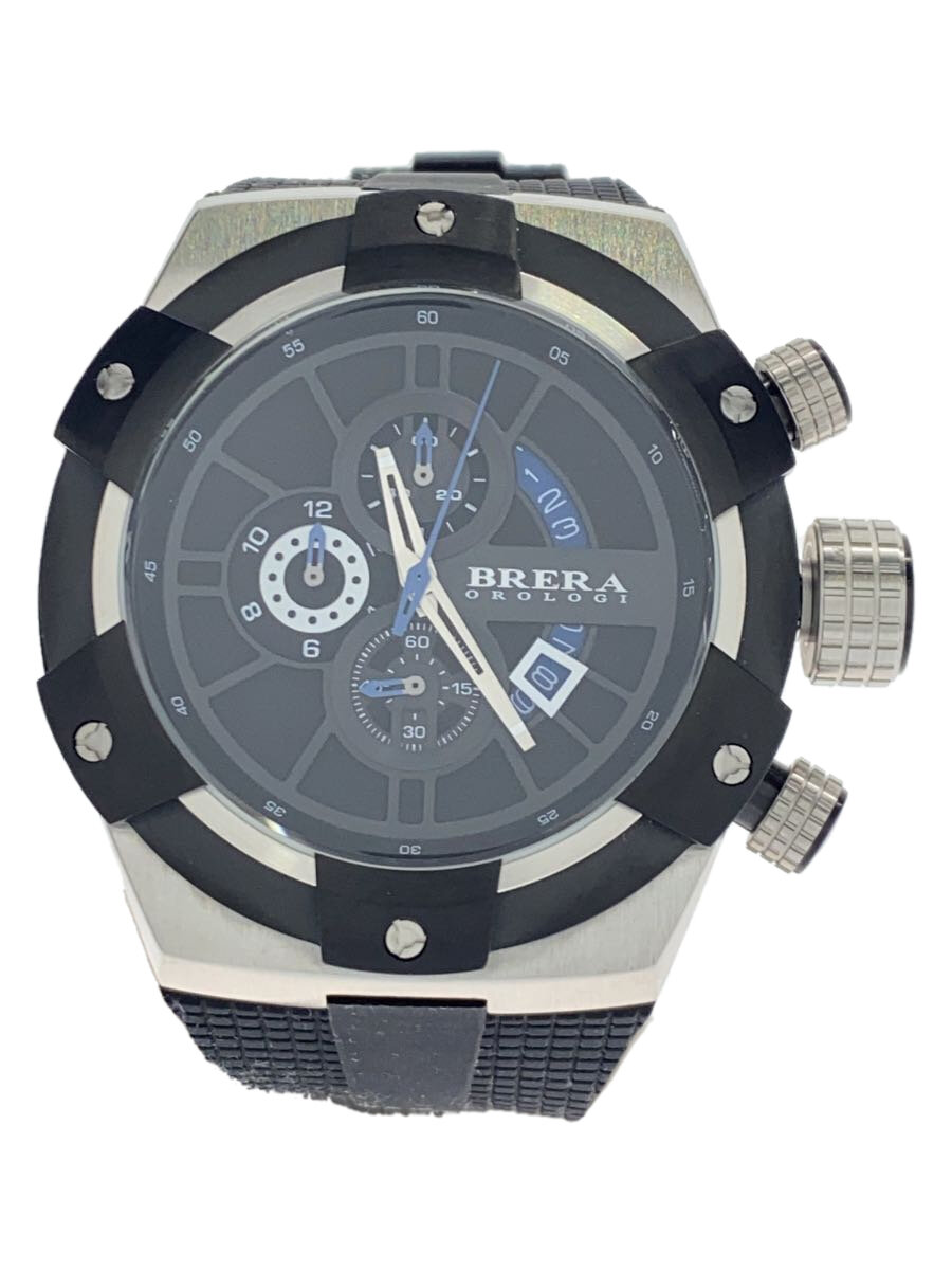 【中古】BRERA OROLOGI◆SUPER SPORTIVO/石英ウオッチ/アナログ/天然ゴム/BLK/引き船付/BRSSC4901【服飾雑貨他】