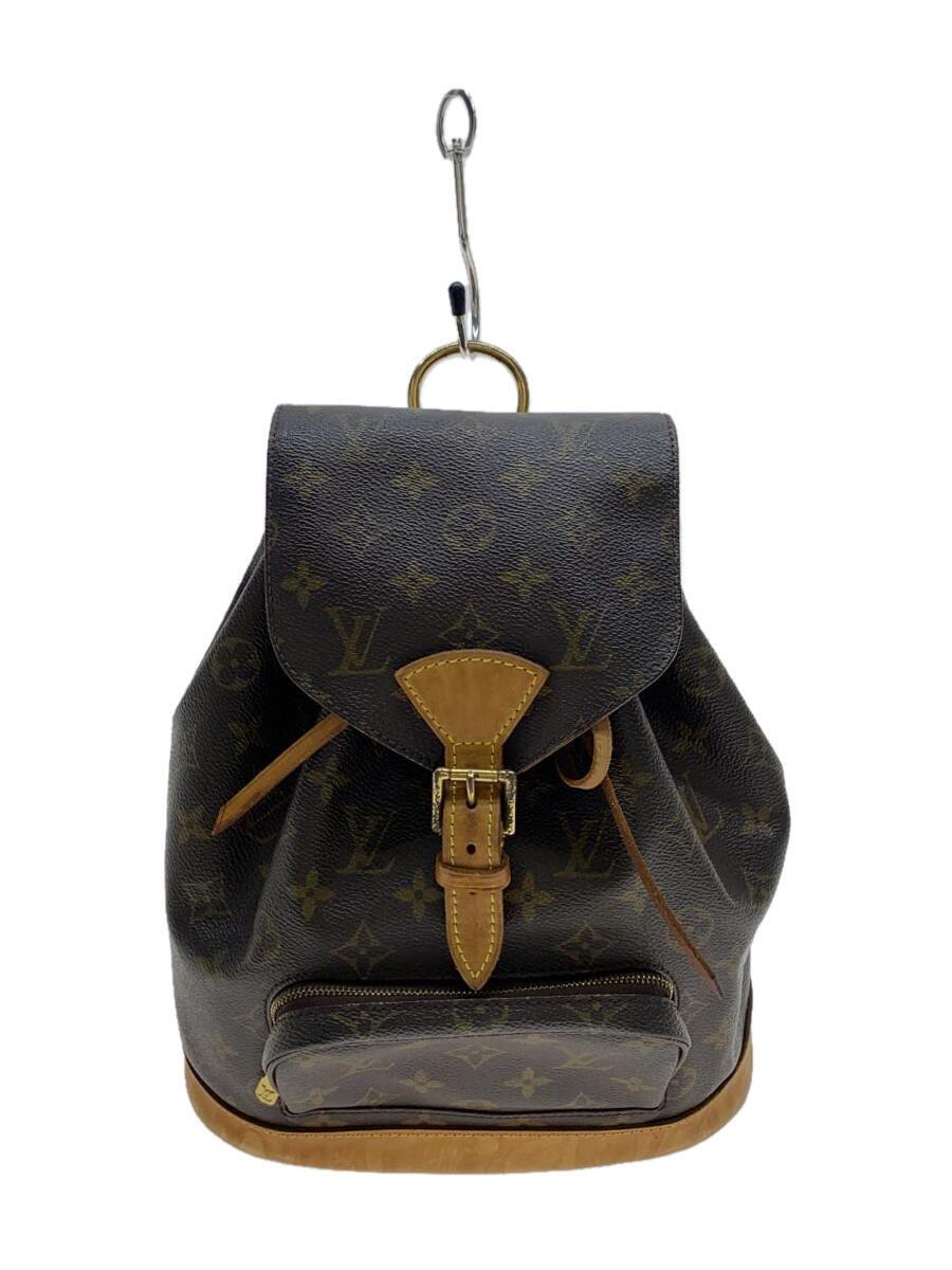 【中古】LOUIS VUITTON◆モン掏摸MM_モノグラム・帆布_赤銅色/背嚢/総柄【御徒面子】