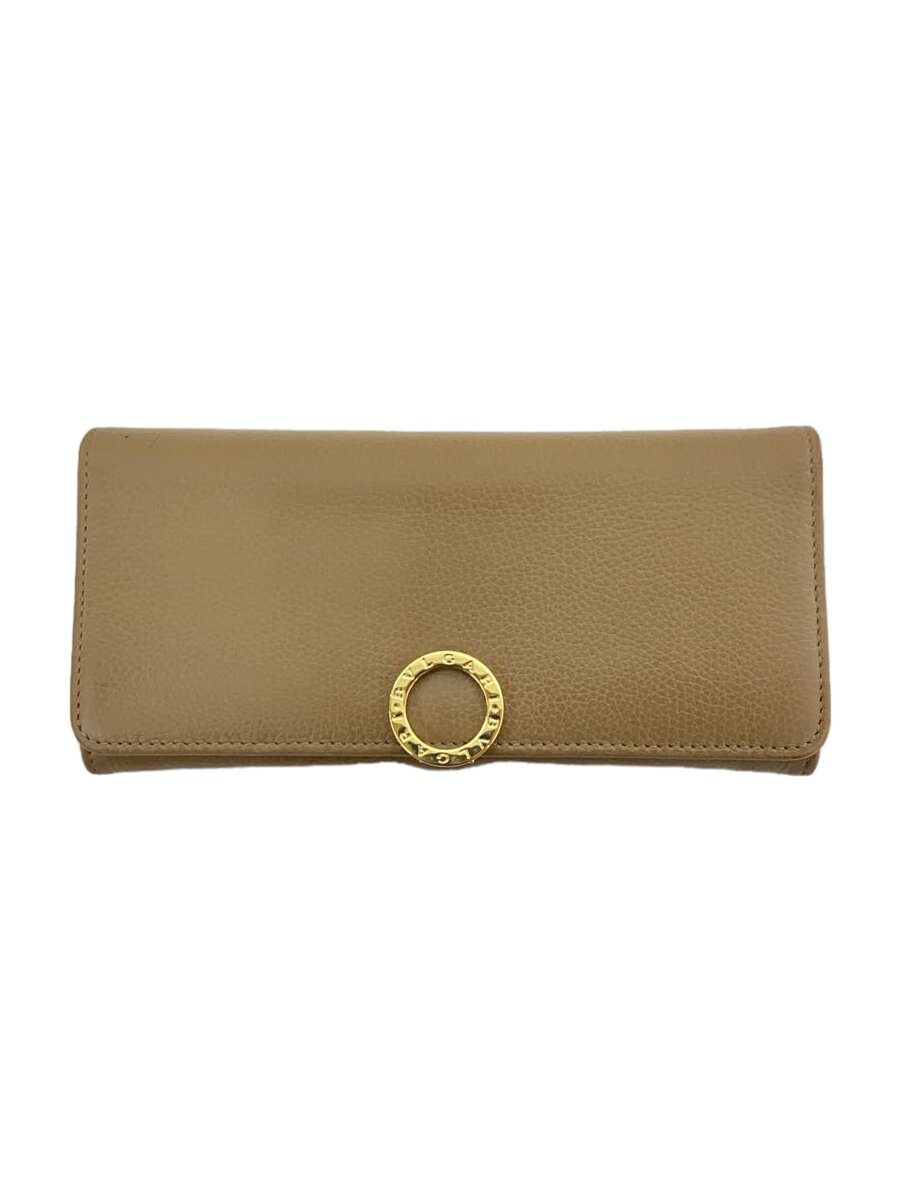 【中古】BVLGARI◆長紙入れ/なめし革/BEG/無地/レディース/291775【服飾雑貨他】